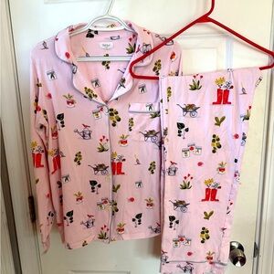 BedHead Stretch Long Sleeve Pants PJ Pajama Set Garden Pattern Sz Small